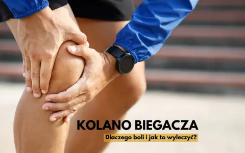 Dłoń uciska bolące kolano biegacza. Fizjoterapia pomoże wrócić do formy.