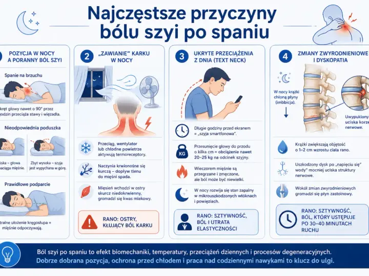 Ból szyi po spaniu? Zobacz, jak złagodzić poranny ból karku, sztywność i utratę elastyczności. Poznaj przyczyny i sposoby na ulgę.